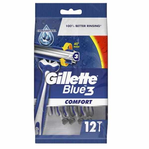 Aparat de Ras cu 3 Lame - Gillette Blue 3 Comfort, 12 buc