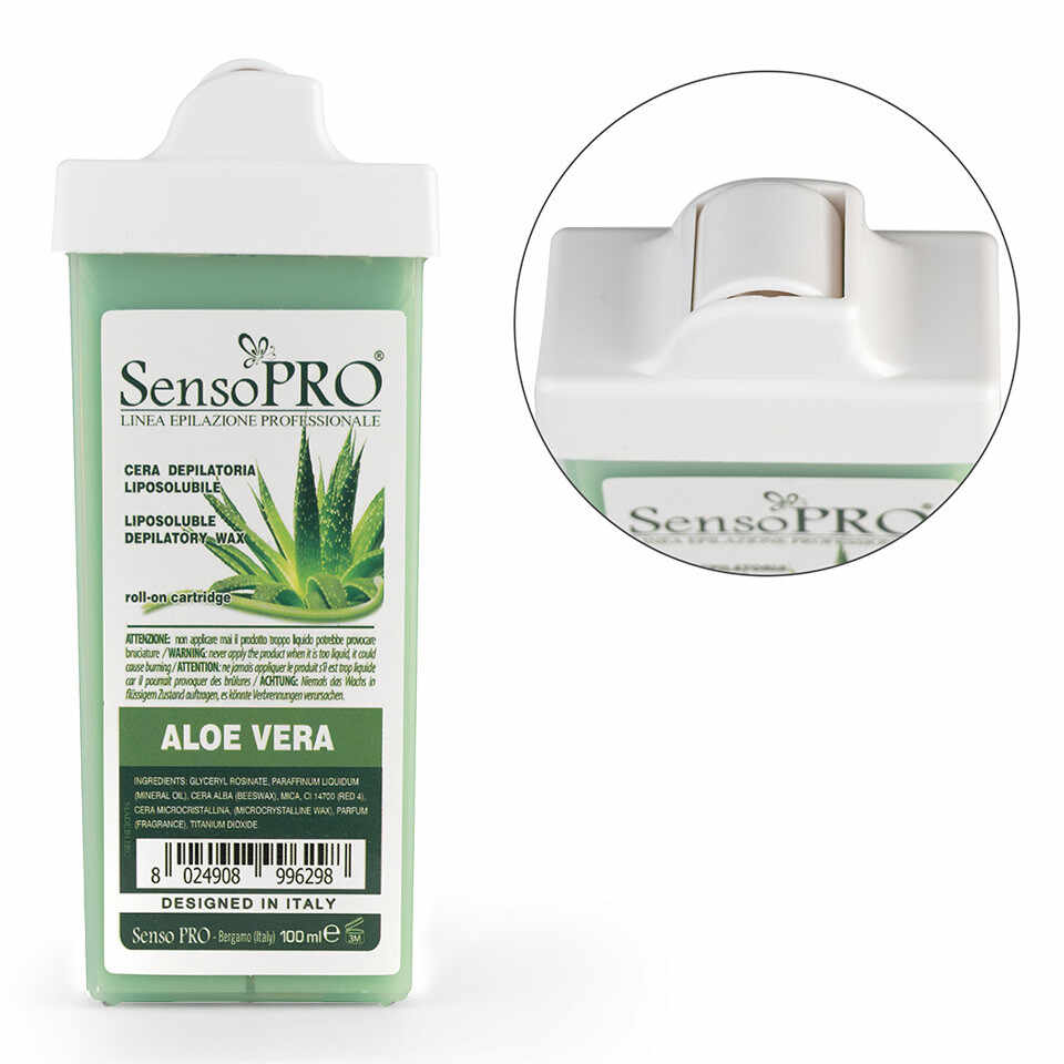 Ceara Epilat Unica Folosinta SensoPRO Italia, Rezerva Aloe 100 ml, Aplicator Ingust