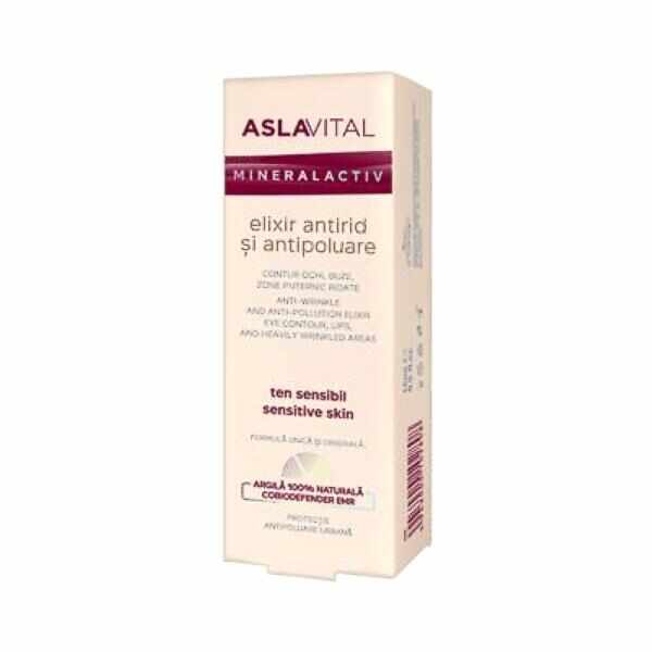 Elixir Antirid si Antipoluare - Aslavital Mineralactiv Anti-Wrinkle And Anti-Pollution Elixir, 15ml