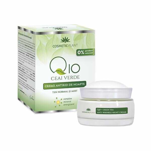Crema Antirid de Noapte Q10 + Ceai Verde Cosmetic Plant, 50ml