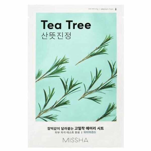 Masca cu extract de arbore de ceai – calmanta Airy Fit Sheet Mask (Tea Tree), Missha, 19g