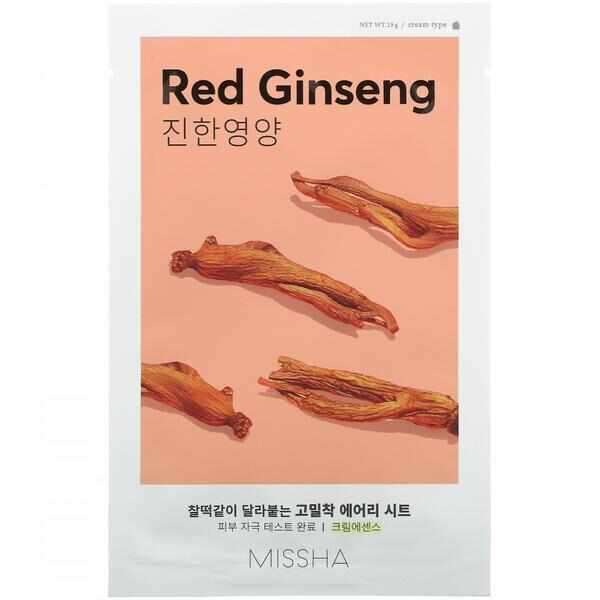 Masca cu extract de ginseng rosu – nutritiva Airy Fit Sheet Mask (Red Ginseng), Missha, 19g
