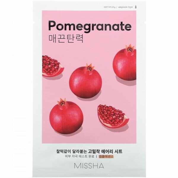 Masca cu extract de rodie – elasticitate Airy Fit Sheet Mask (Pomegranate), Missha, 19g