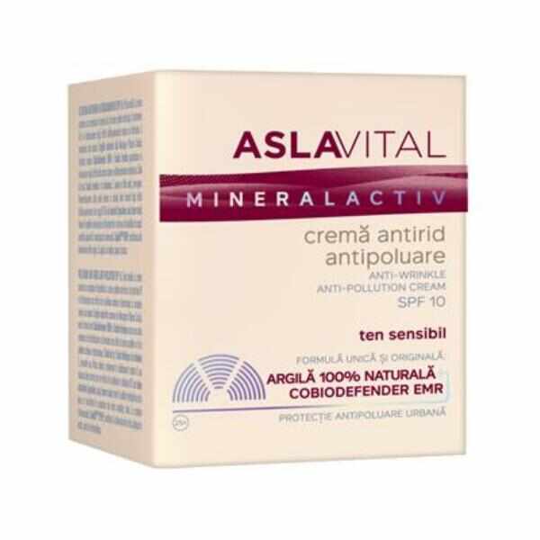 Crema Antirid Antipoluare SPF 10 - Aslavital Mineralactiv Anti-Wrinkle Anti-Pollution Cream, 50ml