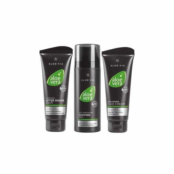 Set cadou pentru bărbaţi II - After Shave Balm 100 ml + Anti Irritation Shaving Gel 150 ml + Anti Stress Face Cream 100 ml - LR