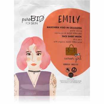 puroBIO Cosmetics Emily Career Girl mască textilă hidratantă cu aloe vera