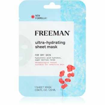 Freeman Essentials Hyaluronic Acid & Super Berries mască textilă hidratantă pentru tenul uscat