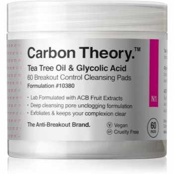 Carbon Theory Tea Tree Oil & Glycolic Acid dischete demachiante pentru strălucirea și netezirea pielii