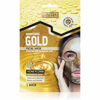 Beauty Formulas Gold mască textilă nutritivă cu acid hialuronic