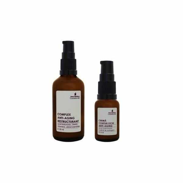 Duo Anti-Aging, Hera Medical Cosmetice BIO, 2 buc: Complex anti-aging restructurant 50 ml, crema contur ochi anti-aging 15 ml