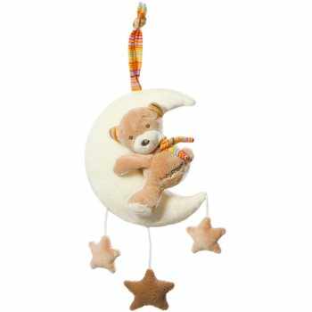 BABY FEHN Music Box Rainbow Teddy on the Moon jucărie suspendabilă contrastantă cu melodie
