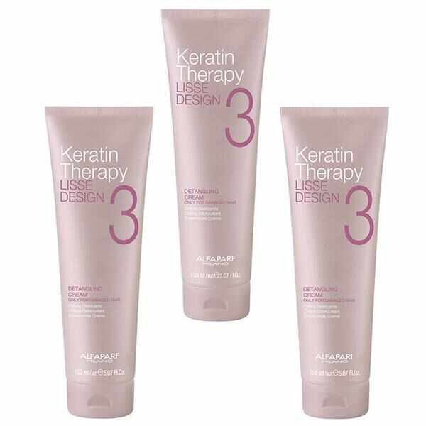 Pachet 3 x Crema pentru Descurcarea Parului - Alfaparf Milano Keratin Therapy Lisse Design Detangling Cream, 150ml