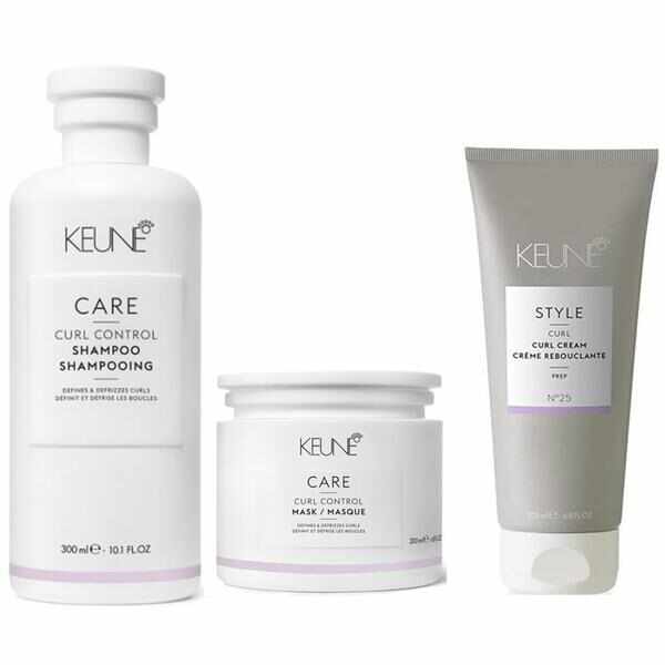 Pachet pentru Par Ondulat - Keune Care Curl Control: Sampon 300 ml, Masca 200 ml, Crema de Par 200 ml