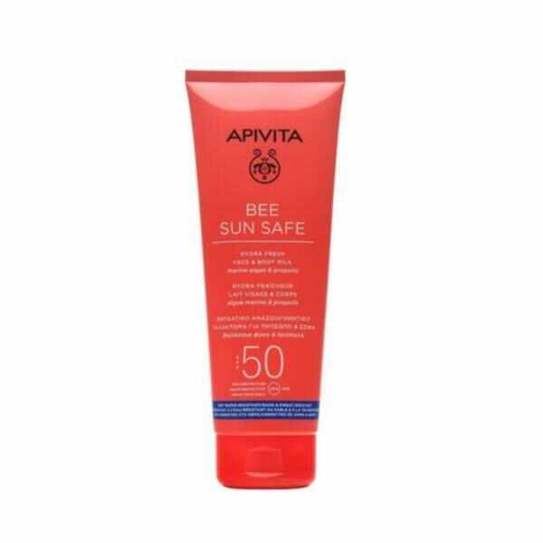 Lotiune de plaja, Hydra Fresh Face & Body Milk SPF50 Travel Size, Apivita, 100 ml
