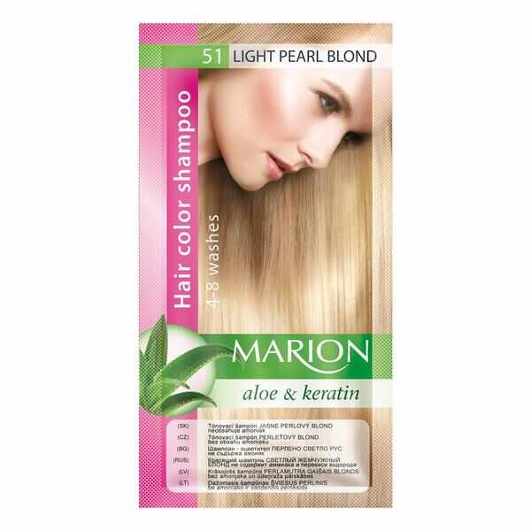 Sampon nuantator pentru par, Marion, Aloe & Keratin, 4-8 spalari, nuanta 51 Light Pearl Blond, 40 ml