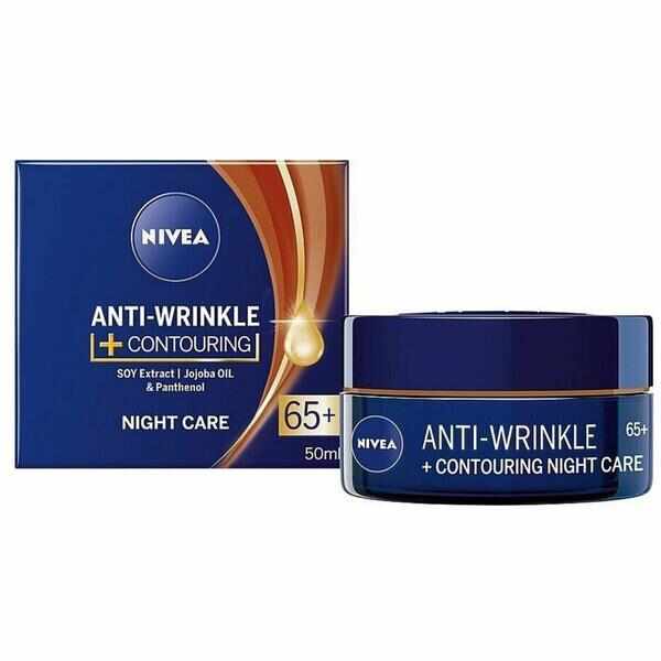 Crema de noapte antirid 65+ Nivea Anti-Wrinkle + Contouring, 50ml