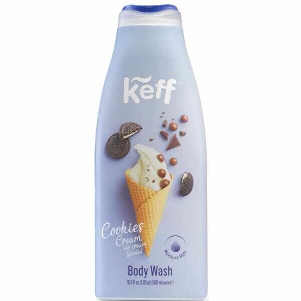 Gel de Dus cu Parfum de Inghetata cu Biscuiti - Sano Keff Cookies Cream Body Wash, 500 ml