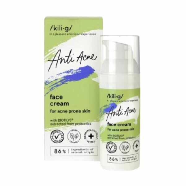 Crema de fata anti-acnee pentru ten acneic sensibil, Anti Acne Kilig, 50 ml