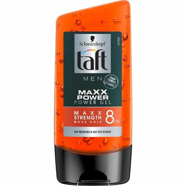 Gel de Par Max cu Fixare Mega Puternica pentru Barbati - Schwarzkopf Taft Men Maxx Power Gel Maxx Strenght Maxx Hold 8/15, 150 ml