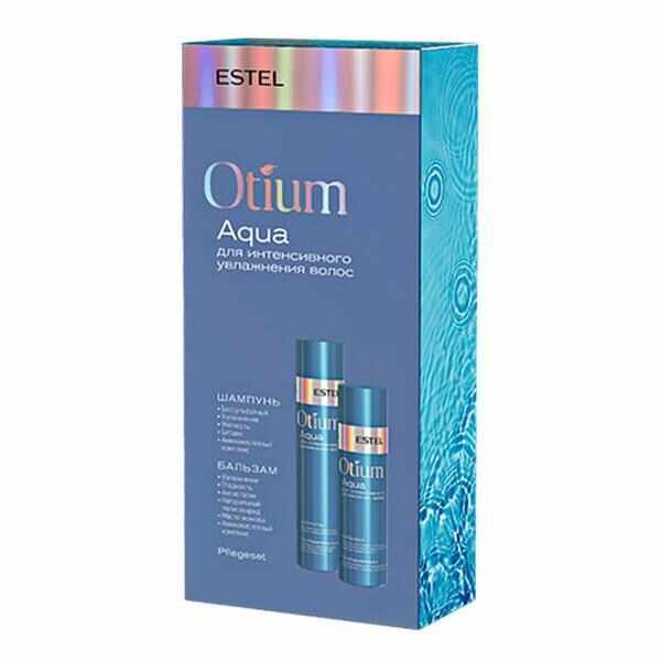 Set cadou pentru hidratare intensa a parului fara sulfati Estel Otium Aqua (Sampon 250ml + Balsam 200ml)